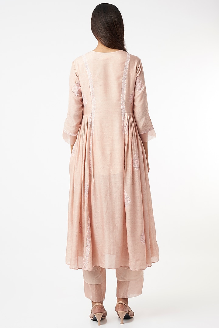 Beige Hand Block Printed Kurta Set by Zoon Tribe at Pernia's Pop Up Shop