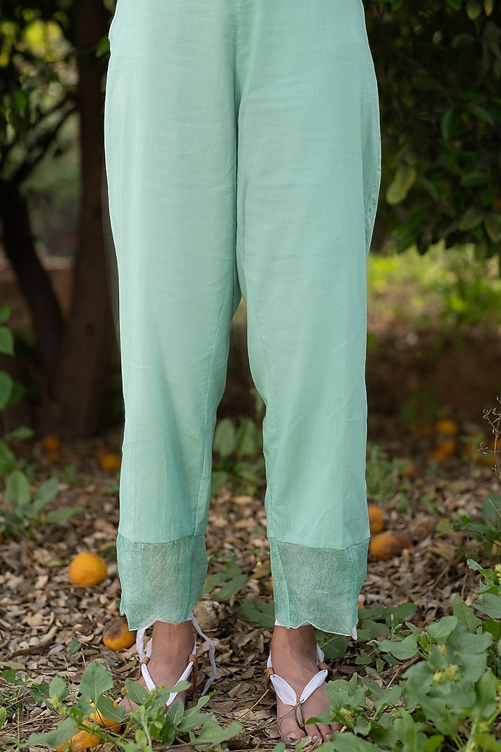 Powder Green Hand Block Printed Kurta Set by Zoon Tribe at Pernia's Pop Up Shop