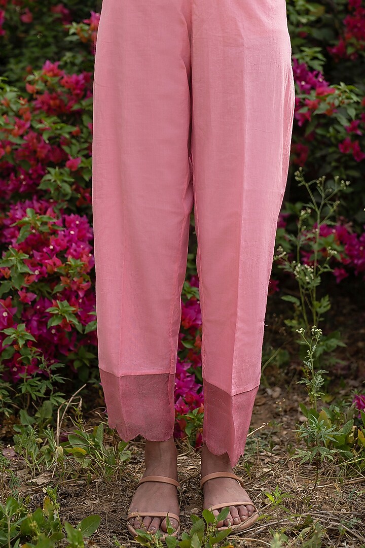 Pink Hand Block Printed Kurta Set by Zoon Tribe at Pernia's Pop Up Shop
