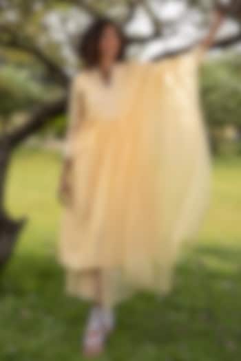 Yellow Hand Embroidered Kurta Set by Zoon Tribe at Pernia's Pop Up Shop