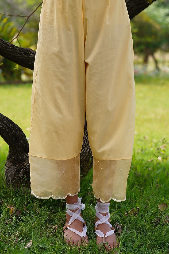 Yellow Hand Embroidered Kurta Set by Zoon Tribe at Pernia's Pop Up Shop