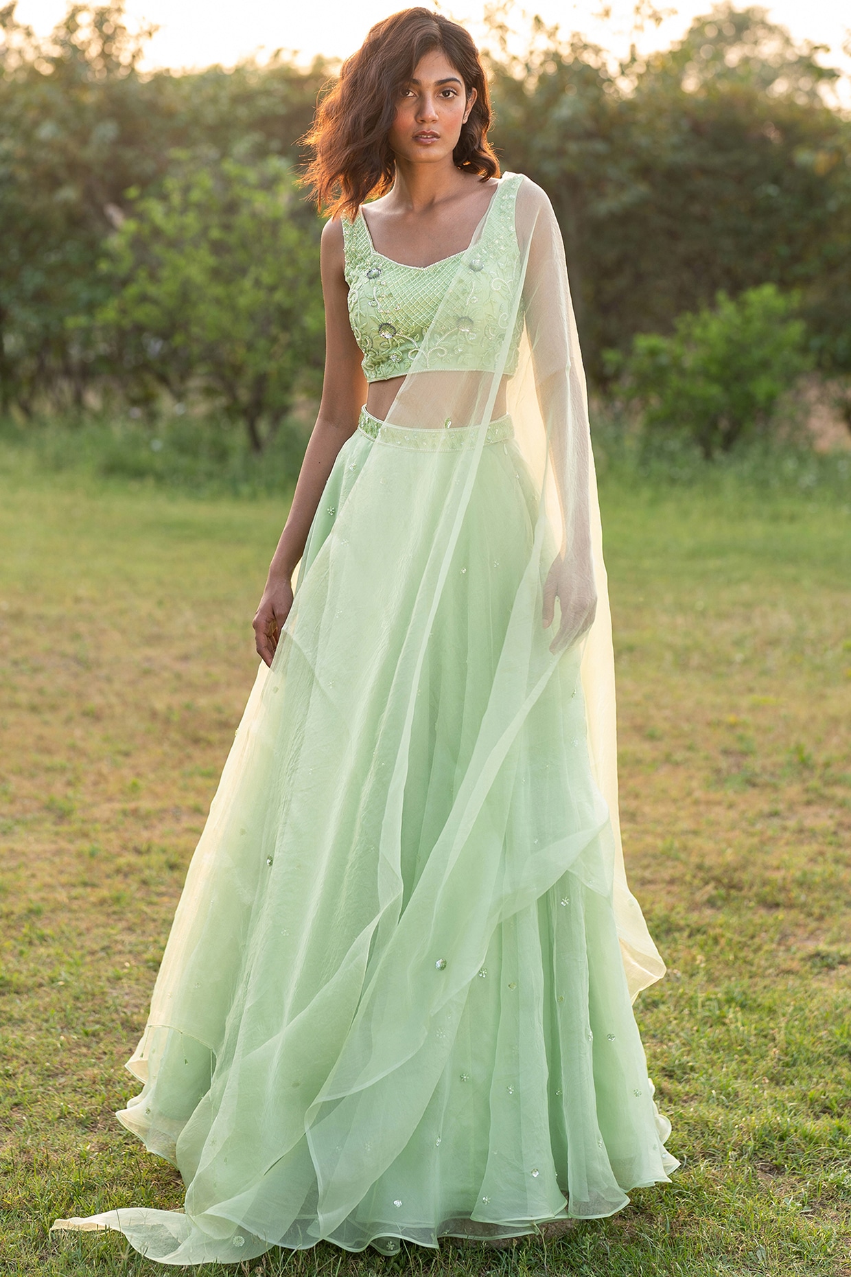 Light Green beautiful embroidered wedding lehenga choli – TheDesignerSaree