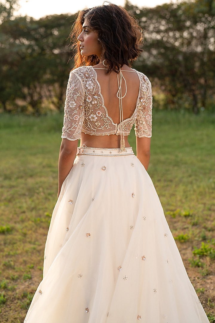 Ivory Silk Organza Wedding Lehenga Set by Zoon Tribe at Pernia's Pop Up Shop