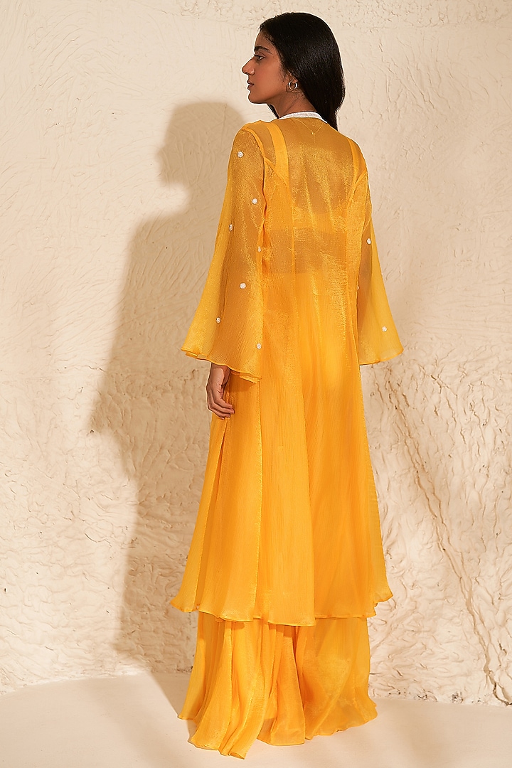 Mustard Crush Organza Jacket Set by Zoon Tribe at Pernia's Pop Up Shop