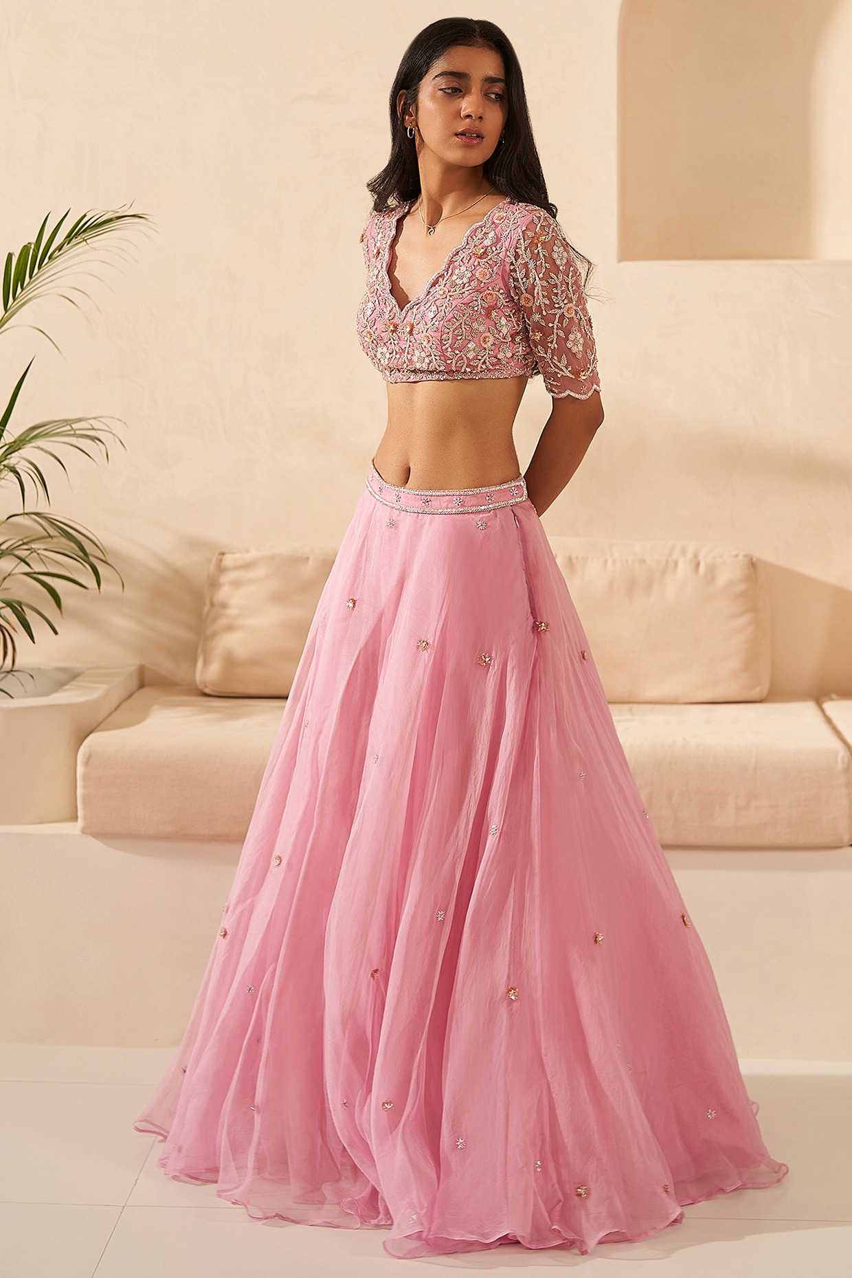 Buy SATAMAR CREATION Women's Digital Print Lehenga And Crop Top For  Traditional Ethnic Wear (Pink); Size: XX- Large - 382Gita at Amazon.in