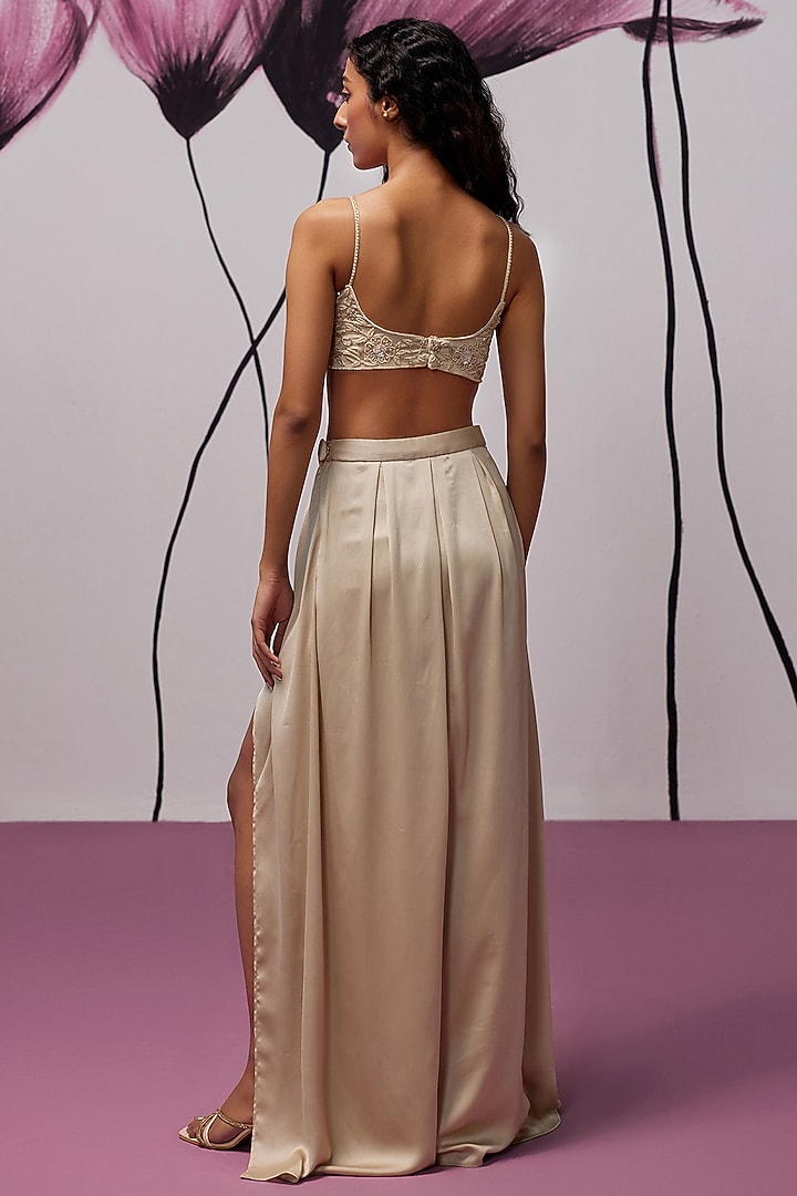 Beige Chiffon Hand Embellished Cape Set by Zoon Tribe at Pernia's Pop Up Shop