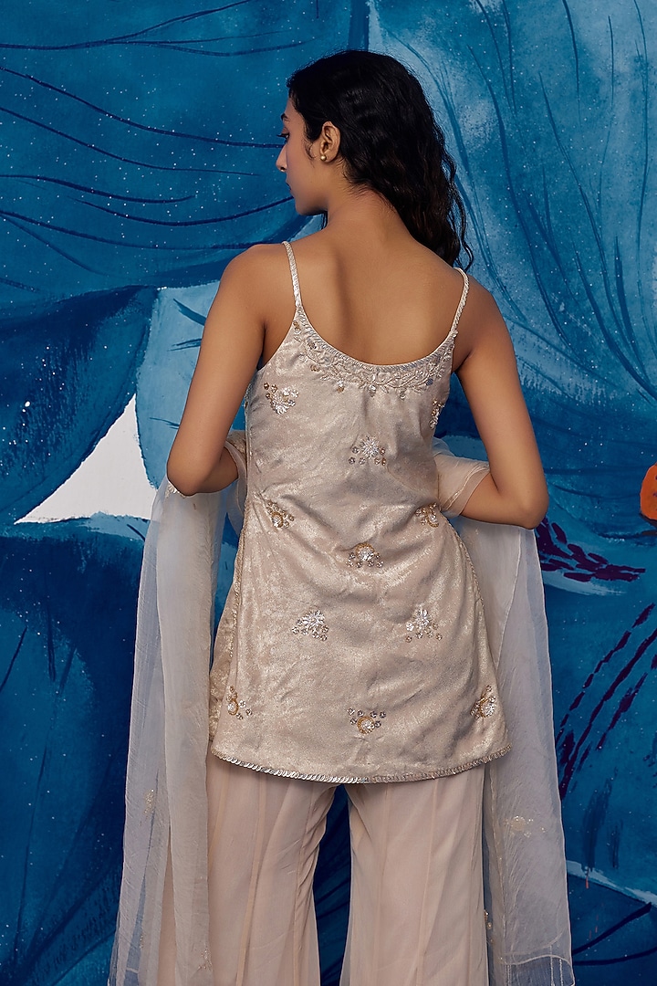 Nude Chiffon Wedding Sharara Set by Zoon Tribe at Pernia's Pop Up Shop