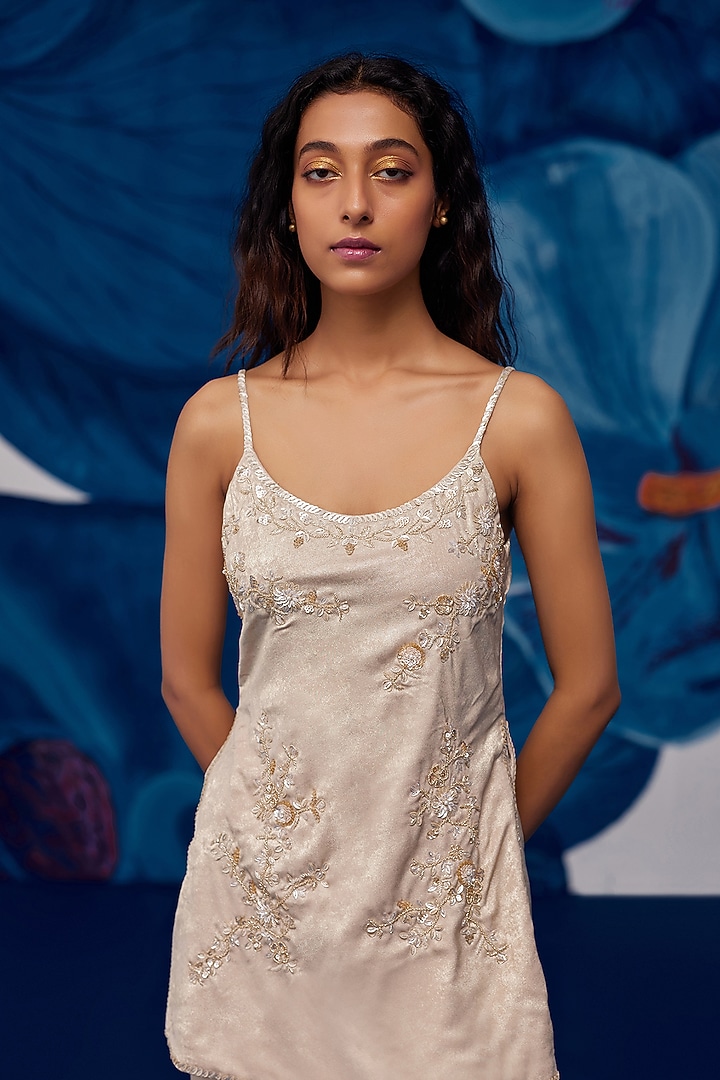 Nude Chiffon Wedding Sharara Set by Zoon Tribe at Pernia's Pop Up Shop
