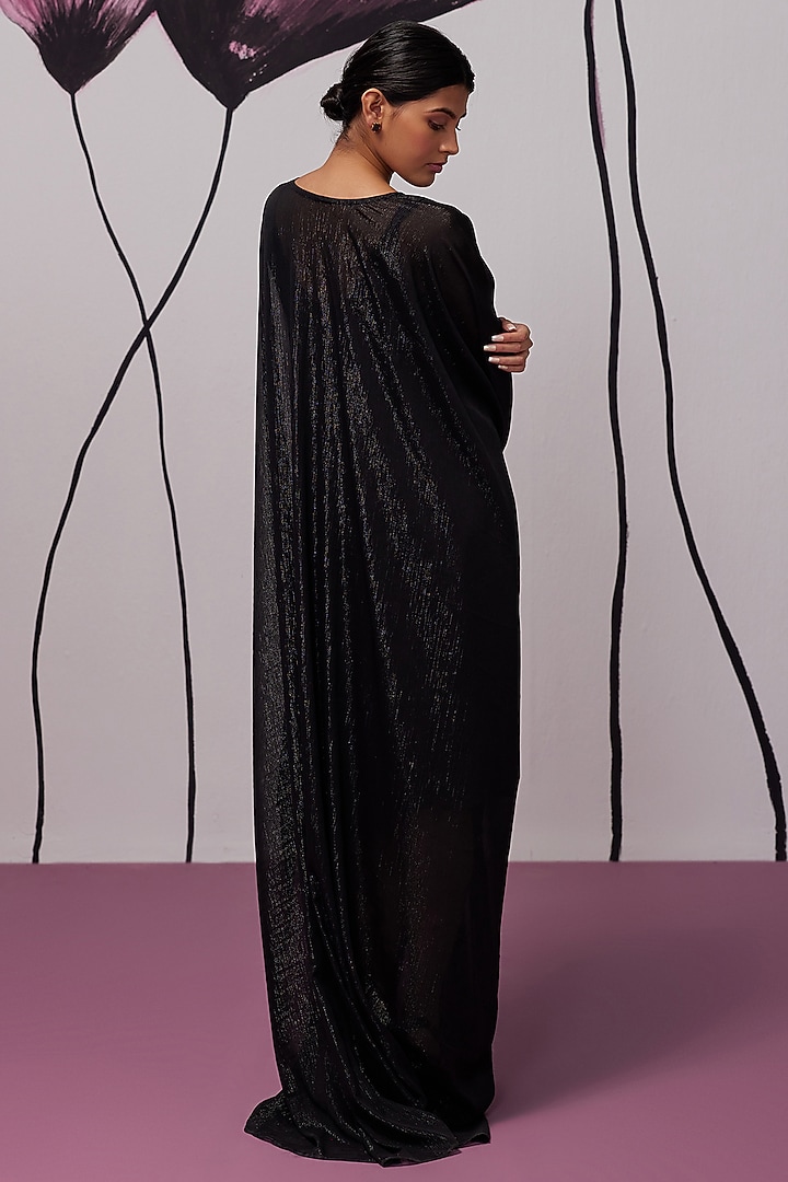Black Soft Georgette Motif Hand Embroidered Kaftan by Zoon Tribe at Pernia's Pop Up Shop
