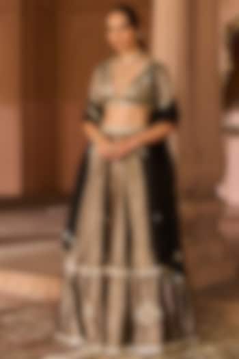 Copper Tissue Hand Embroidered Wedding Lehenga Set by Zoon Tribe at Pernia's Pop Up Shop