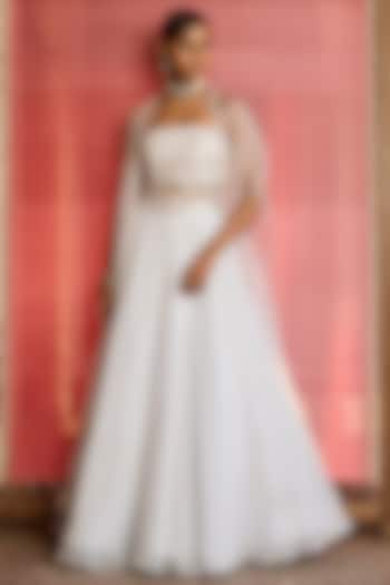 Cloud Blue Organza Hand Embellished Skirt Set by Zoon Tribe at Pernia's Pop Up Shop