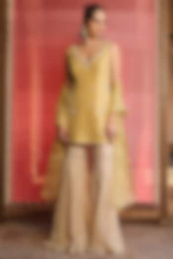 Gold Crushed Tissue Wedding Sharara Set by Zoon Tribe at Pernia's Pop Up Shop