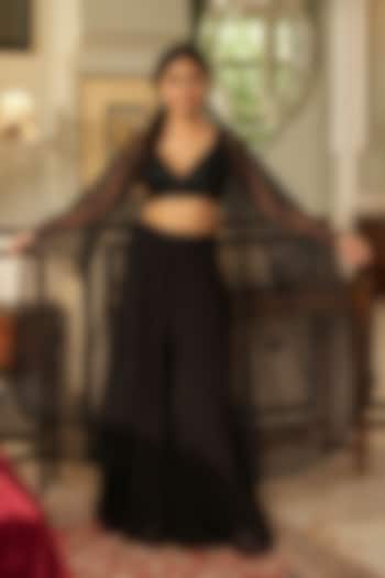 Black Organza Sharara Set For Girls by Zoon Tribe Kids at Pernia's Pop Up Shop