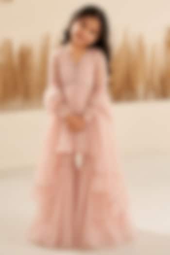 Nude Crush Organza Sharara Set For Girls by Zoon Tribe Kids at Pernia's Pop Up Shop