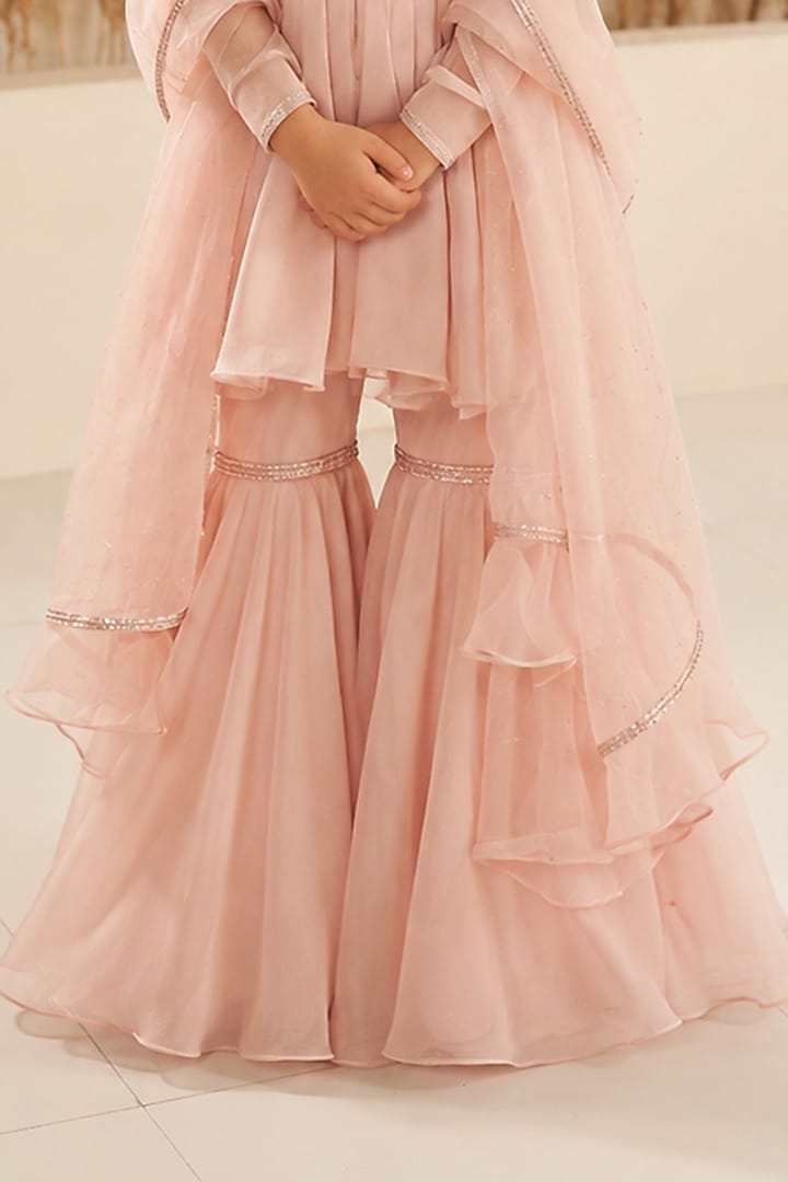 Nude Crush Organza Sharara Set For Girls by Zoon Tribe Kids at Pernia's Pop Up Shop