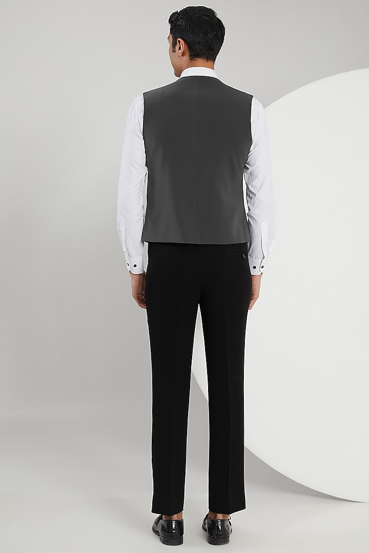 Grey Japanese Lycra Jacquard Embroidered Tuxedo Set by Zoop Men at Pernia's Pop Up Shop