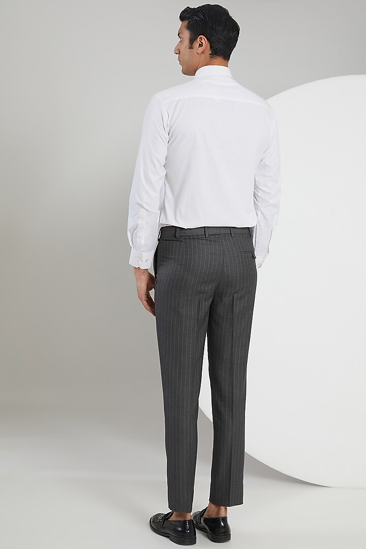 Grey Poly Wool Striped Suit Set by Zoop Men at Pernia's Pop Up Shop