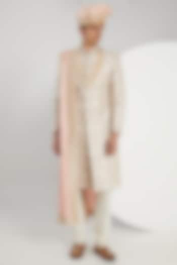 Multi-Colored Cotton Silk Hand Embroidered Groom Sherwani Set by Zoop Men at Pernia's Pop Up Shop