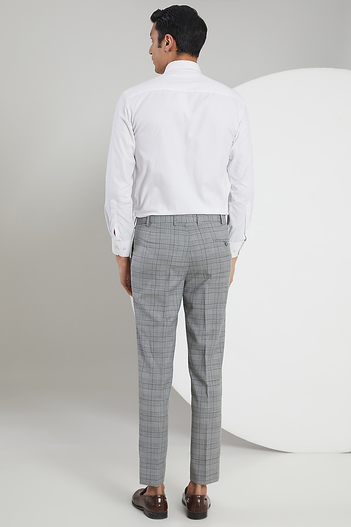 Grey Poly Wool Checkered Suit Set by Zoop Men at Pernia's Pop Up Shop