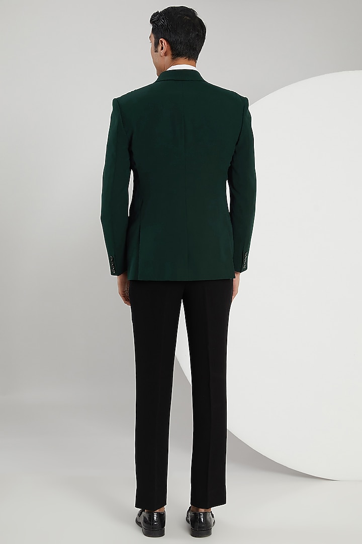 Green Japanese Lycra Hand Embroidered Tuxedo Set by Zoop Men at Pernia's Pop Up Shop