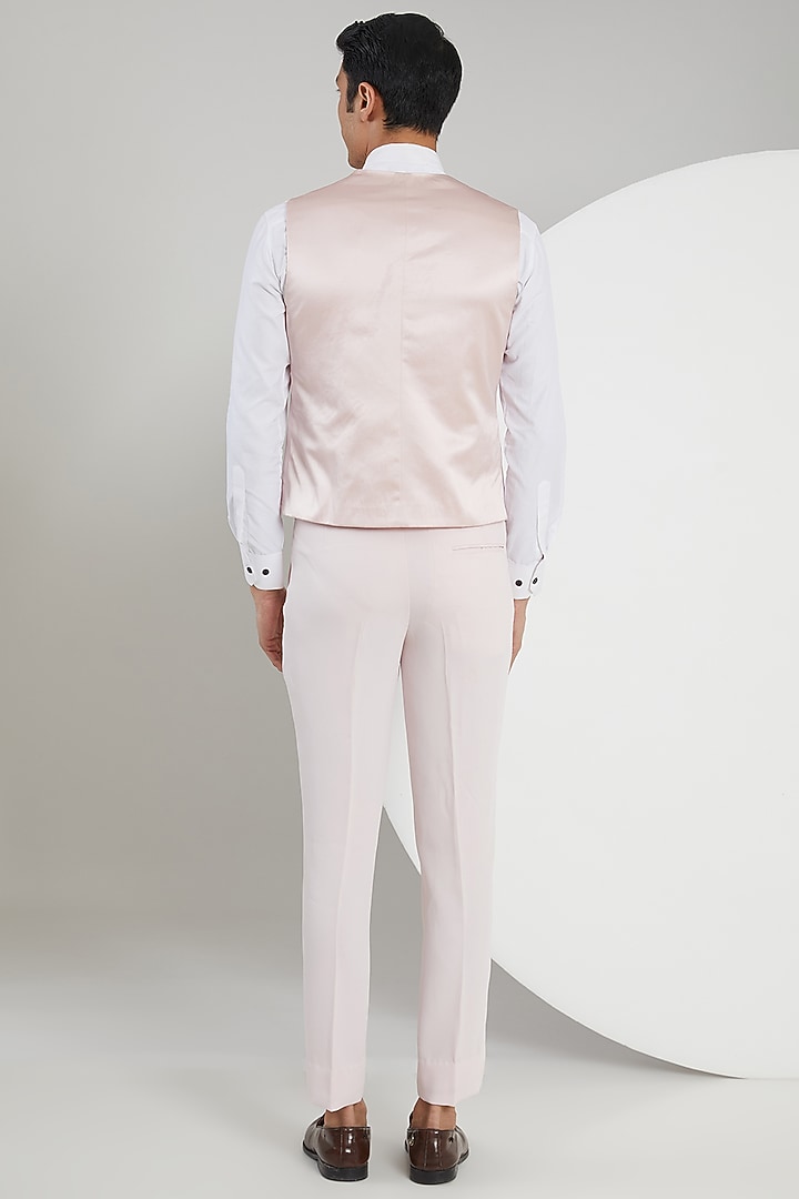 Pink Japanese Lycra Hand Embroidered Tuxedo Set by Zoop Men at Pernia's Pop Up Shop