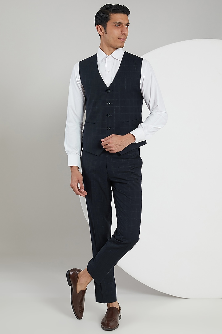 Blue Jacquard Suit Set by Zoop Men at Pernia's Pop Up Shop