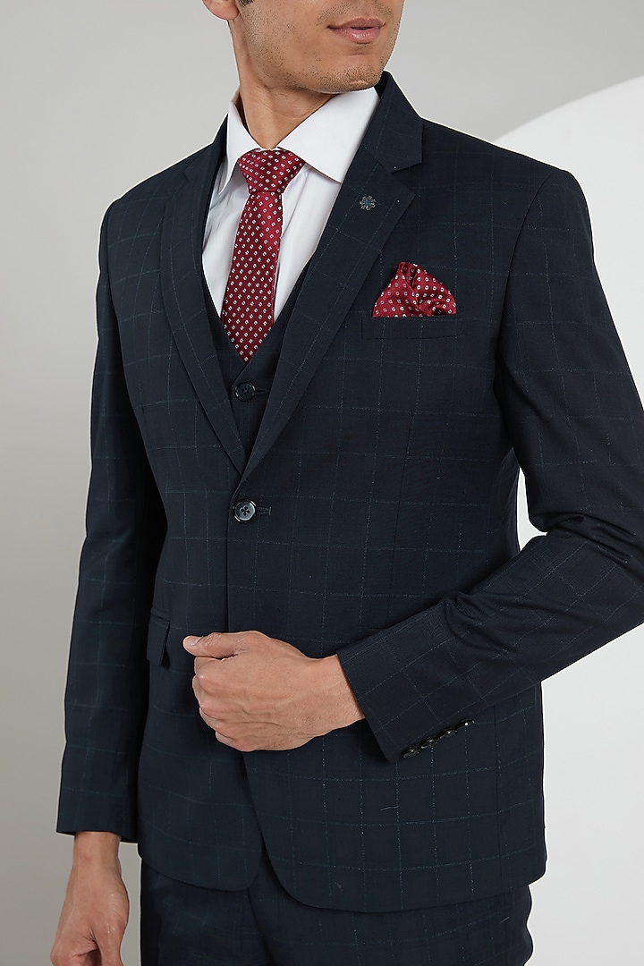 Blue Jacquard Suit Set by Zoop Men at Pernia's Pop Up Shop