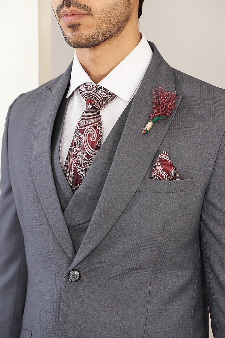 Grey Italian Poly Wool Blazer Set by Zoop Men at Pernia's Pop Up Shop