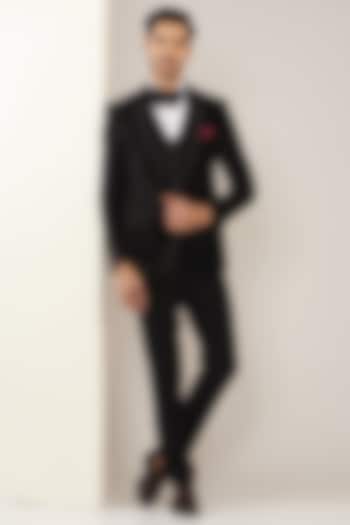 Black Velvet Swarovski Embroidered Tuxedo Set by Zoop Men at Pernia's Pop Up Shop