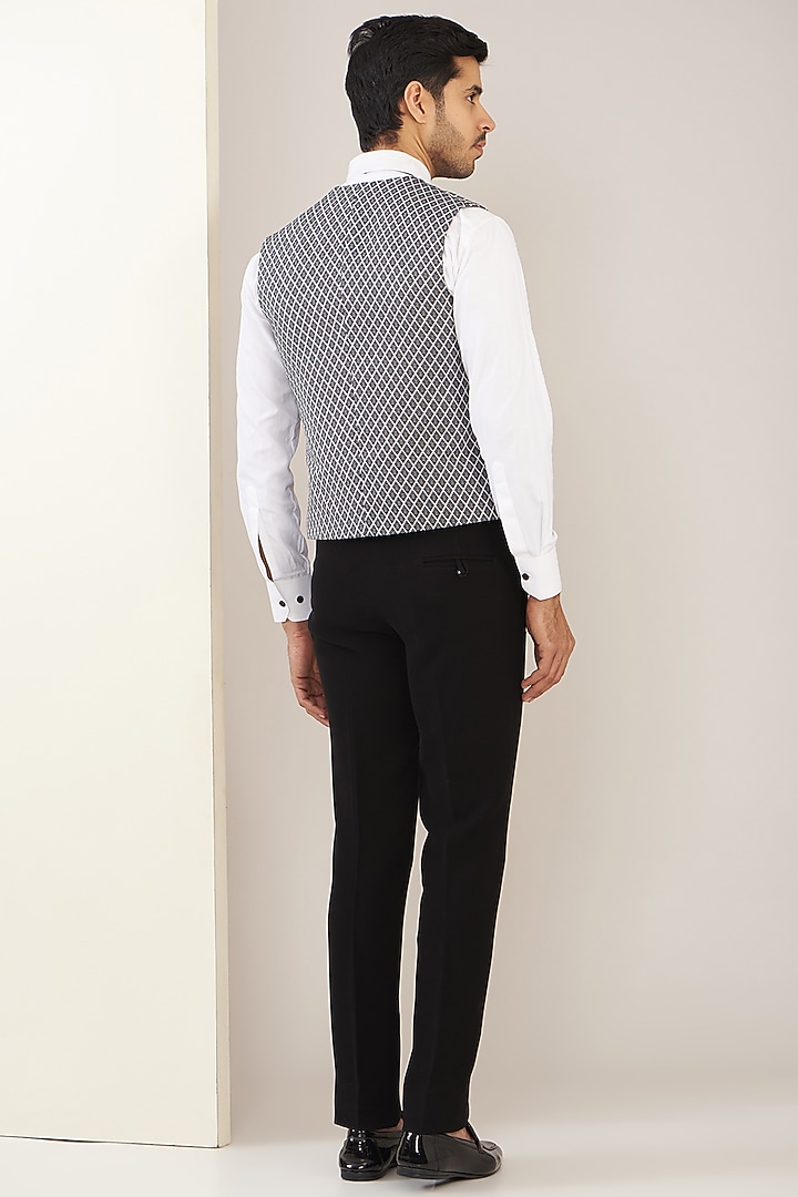 Grey Jacquard Tuxedo Set by Zoop Men at Pernia's Pop Up Shop
