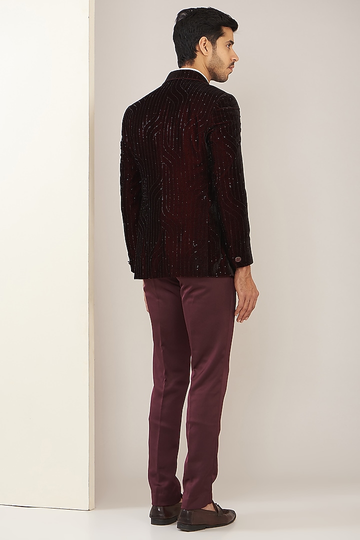 Wine Velvet Tuxedo Set by Zoop Men at Pernia's Pop Up Shop