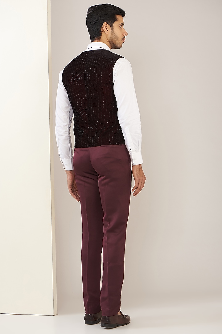 Wine Velvet Tuxedo Set by Zoop Men at Pernia's Pop Up Shop