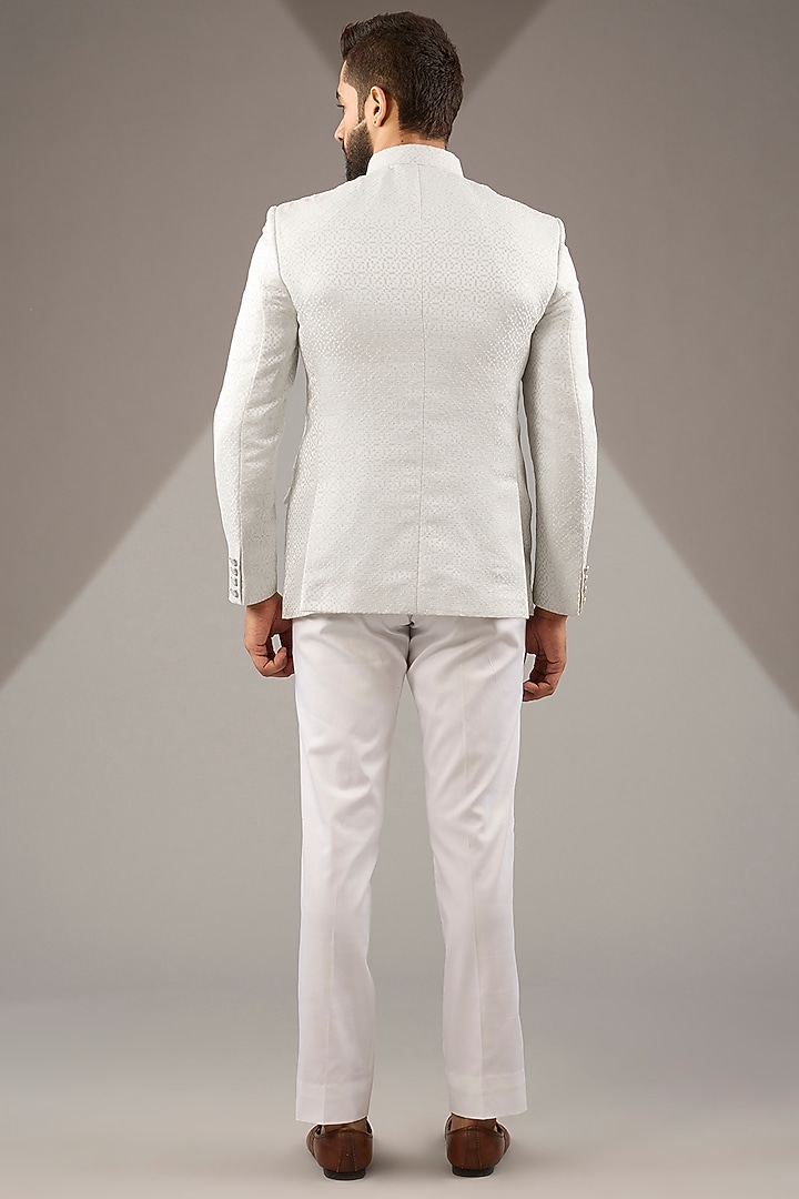 Ivory Premium Jacquard Bandhgala Set by Zoop Men at Pernia's Pop Up Shop
