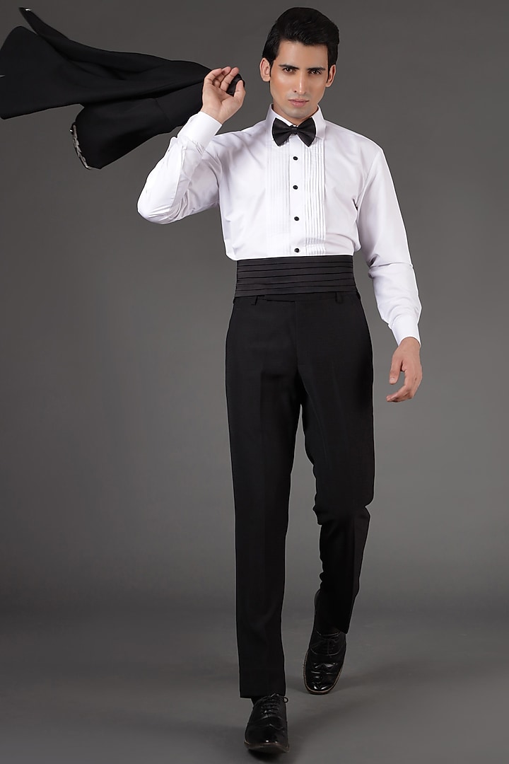 Black Jacquard & Terry Rayon Embroidered Tuxedo Set by Zoop Men at Pernia's Pop Up Shop