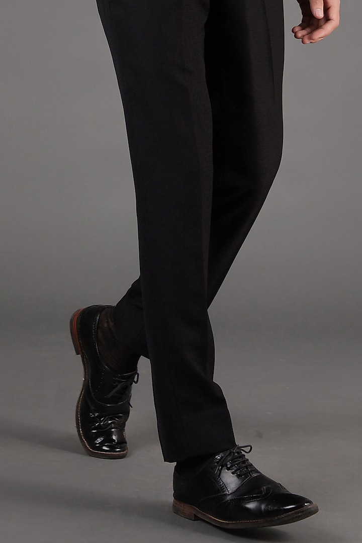 Black Jacquard & Terry Rayon Embroidered Tuxedo Set by Zoop Men at Pernia's Pop Up Shop