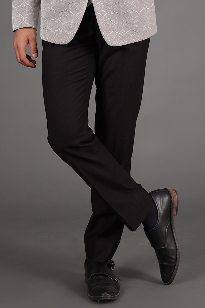 Light Grey Pure Cotton & Terry Rayon Tuxedo Set by Zoop Men at Pernia's Pop Up Shop
