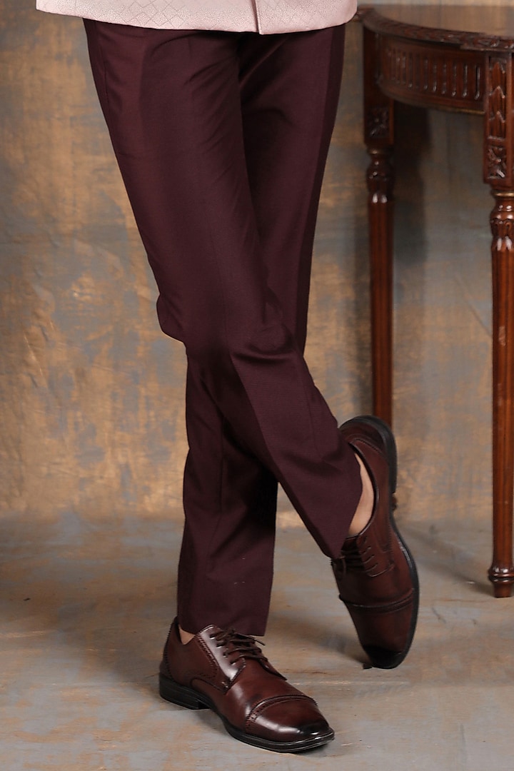 Pink Jacquard & Terry Rayon Printed Bandhgala Set by Zoop Men at Pernia's Pop Up Shop