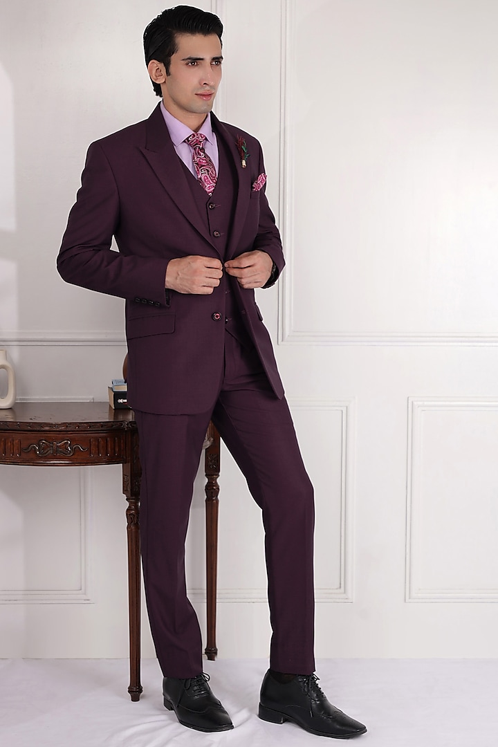Wine Pure Cotton & Terry Rayon Suit Set by Zoop Men
