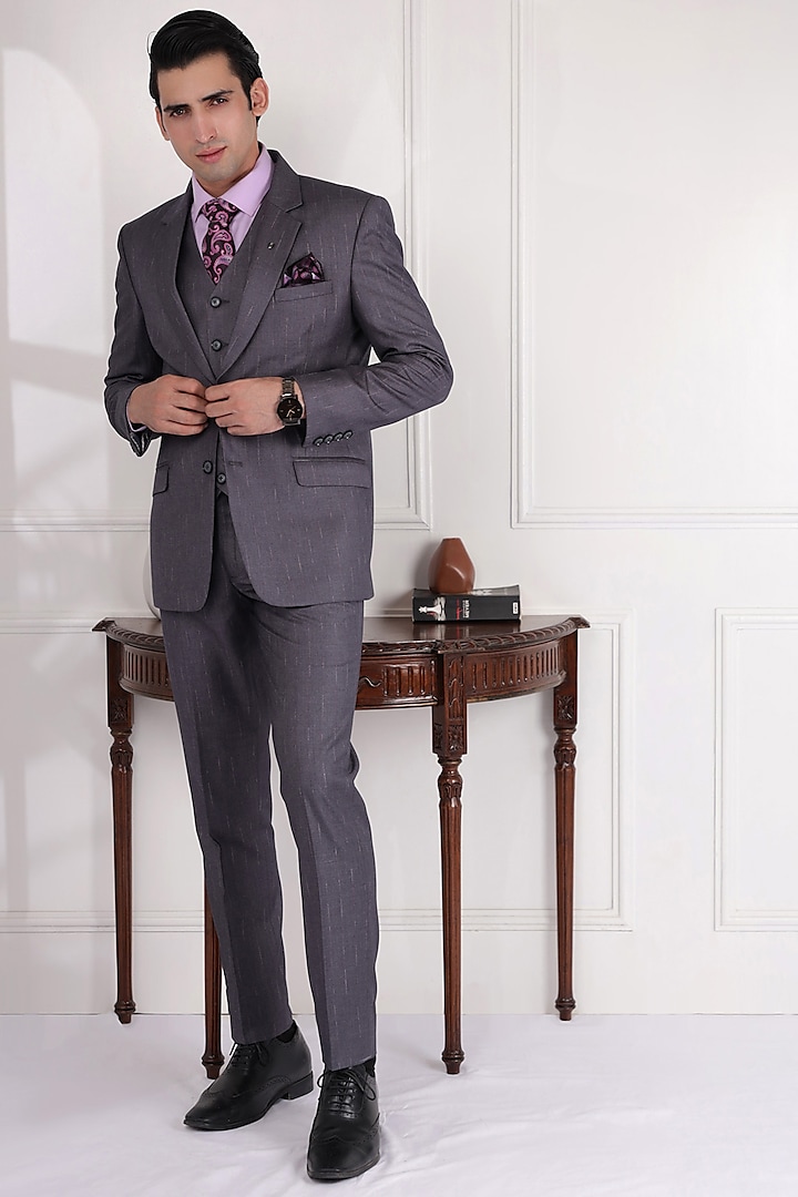 Smokey Grey Pure Cotton & Terry Rayon Suit Set by Zoop Men