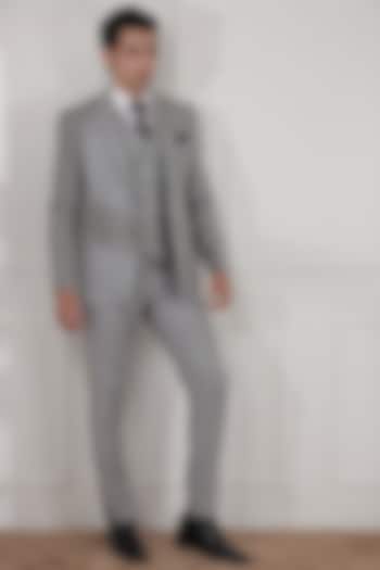 Cloud Grey Tweed & Terry Rayon Suit Set by Zoop Men