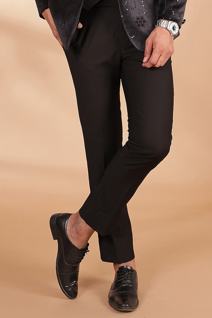 Black Velvet Embroidered Tuxedo Set by Zoop Men at Pernia's Pop Up Shop