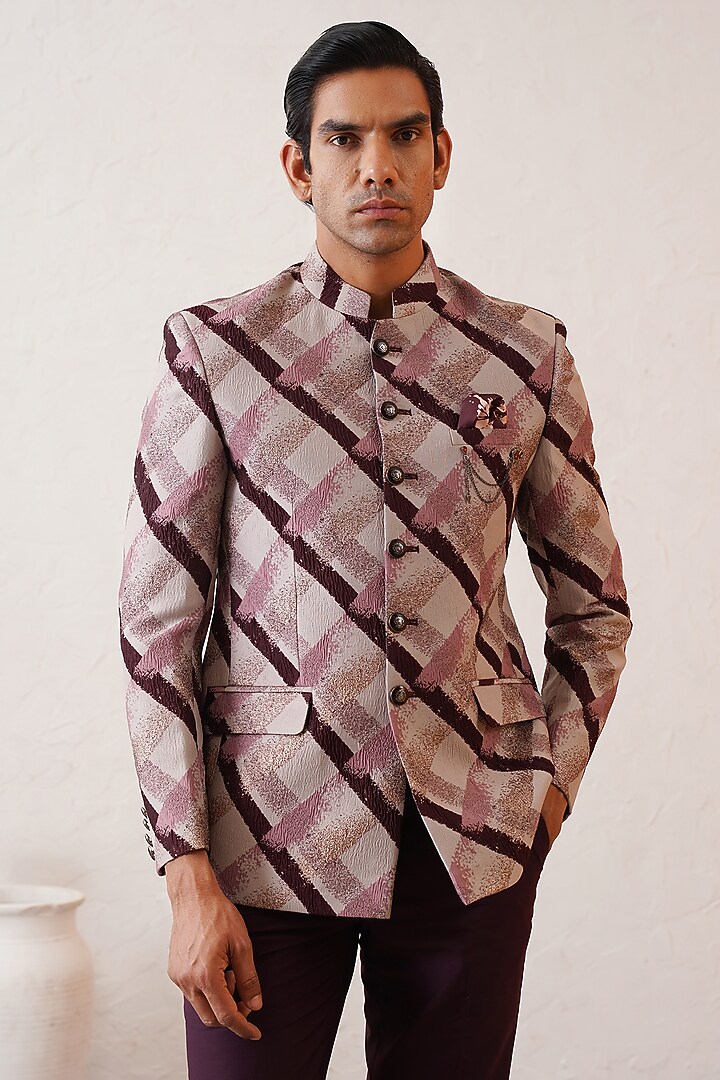 Multi-Colored Jacquard Jodhpuri Bandhgala Set by Zoop Men at Pernia's Pop Up Shop