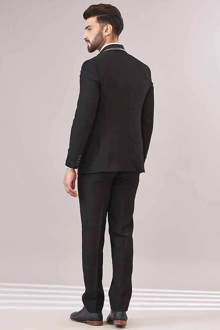 Black Terry Rayon Tuxedo Set by Zoop Men at Pernia's Pop Up Shop