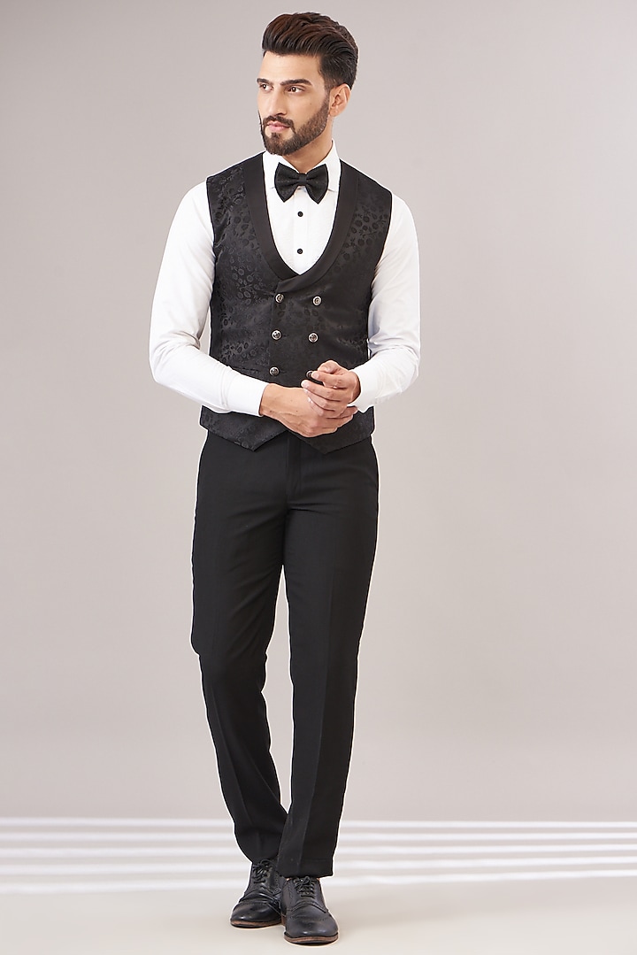Black Terry Rayon Tuxedo Set by Zoop Men at Pernia's Pop Up Shop