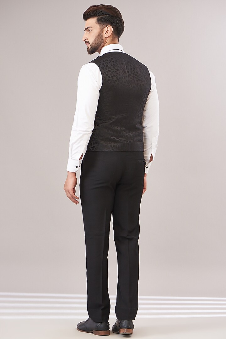 Black Terry Rayon Tuxedo Set by Zoop Men at Pernia's Pop Up Shop