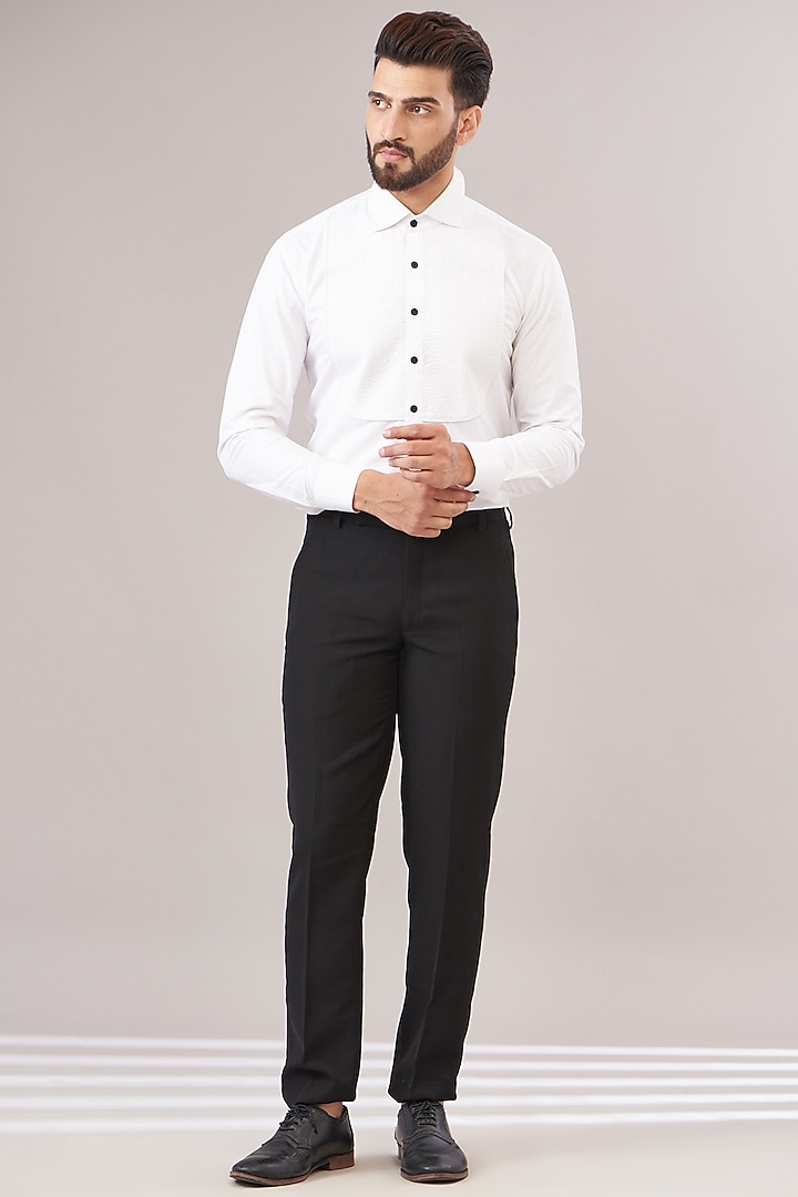Black Terry Rayon Tuxedo Set by Zoop Men at Pernia's Pop Up Shop