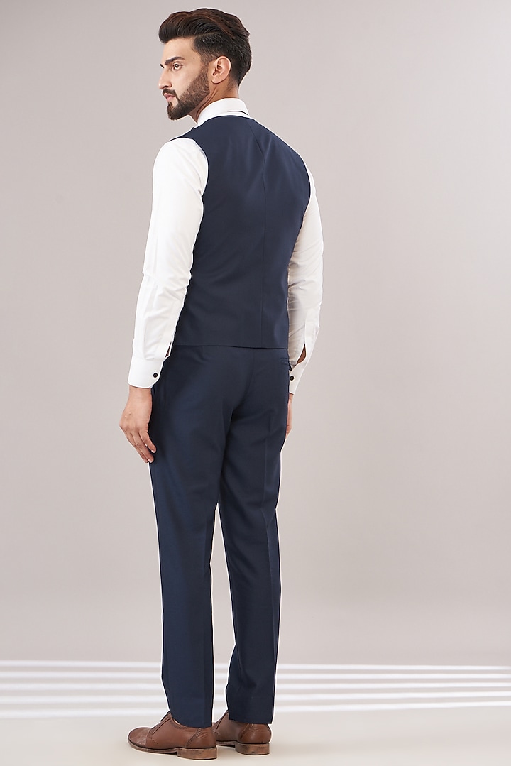 Blue Terry Rayon Embroidered Tuxedo Set by Zoop Men at Pernia's Pop Up Shop