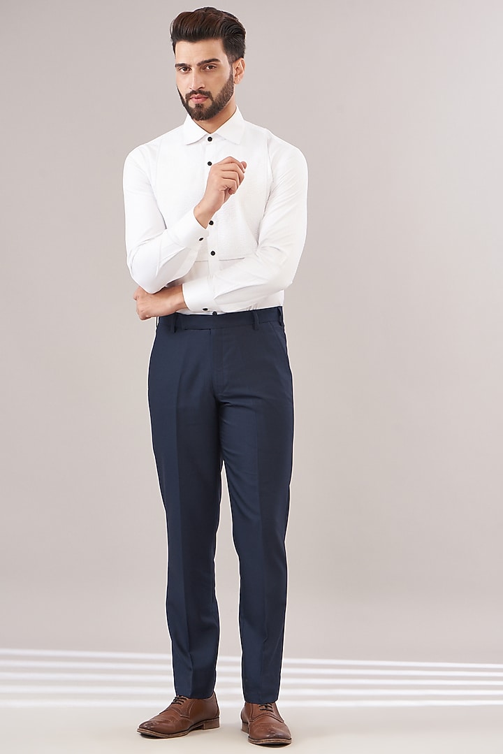 Blue Terry Rayon Embroidered Tuxedo Set by Zoop Men at Pernia's Pop Up Shop