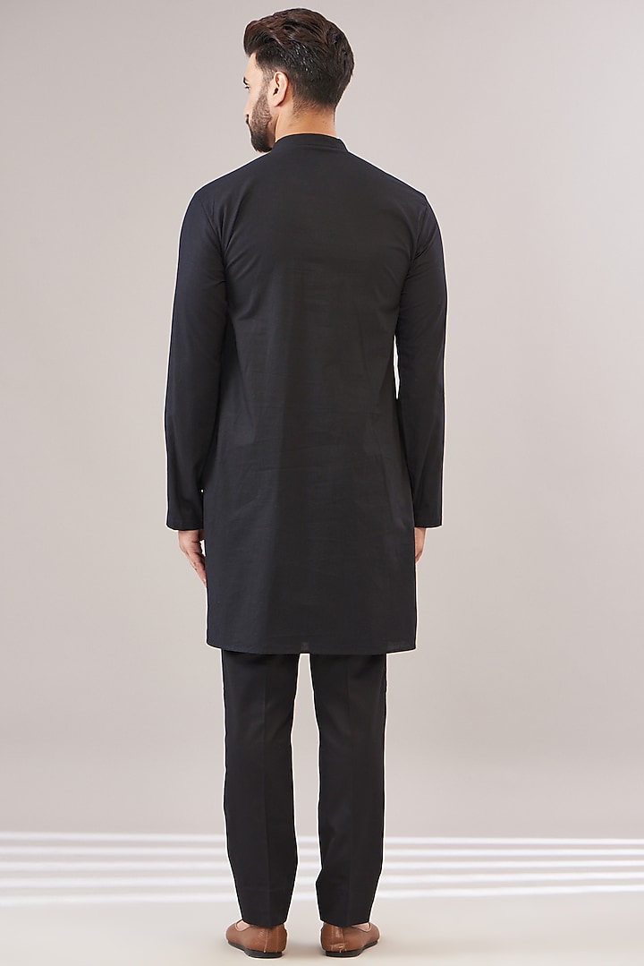 Black Velvet Jacquard Bundi Set by Zoop Men at Pernia's Pop Up Shop