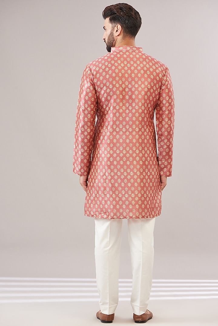 Blush Pink Jacquard Floral Printed Bundi Set by Zoop Men at Pernia's Pop Up Shop